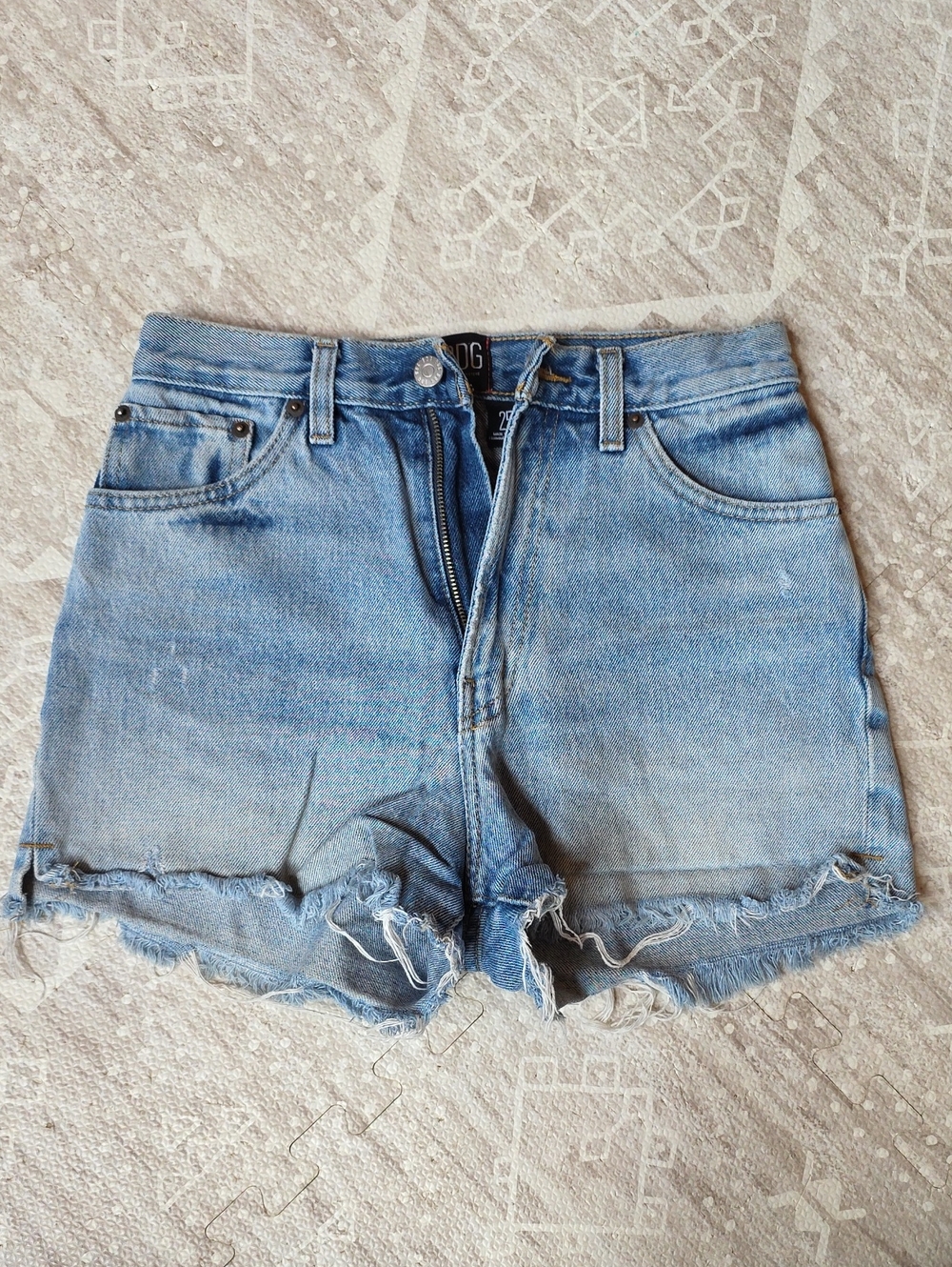 BDG Light Blue Frayed Hem Denim Shorts